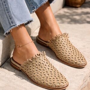 Free People Woven Mule Sandals Size 38 / 7–7.5